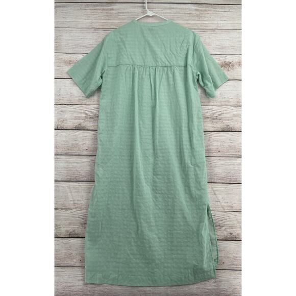 Everlane Short Sleeve Semi Sheer Button Down Maxi Dress Women's Small Green - Picture 2 of 10